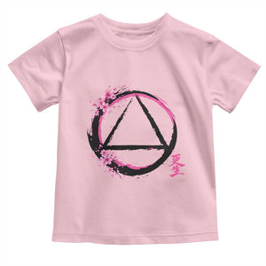 AA Sober Symbol Serenity Recovery Toddler T Shirt Japanese Cherry Blossom Brushstroke Circle TS11 Light Pink Print Your Wear
