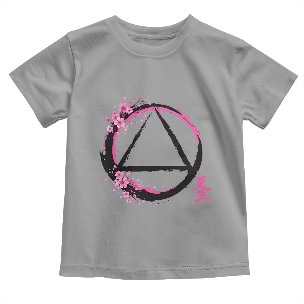 AA Sober Symbol Serenity Recovery Toddler T Shirt Japanese Cherry Blossom Brushstroke Circle TS11 Sport Gray Print Your Wear