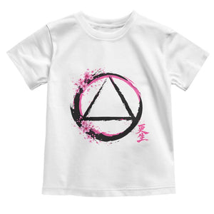 AA Sober Symbol Serenity Recovery Toddler T Shirt Japanese Cherry Blossom Brushstroke Circle TS11 White Print Your Wear
