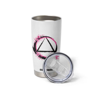 AA Sober Symbol Serenity Recovery Tumbler Cup Japanese Cherry Blossom Brushstroke Circle TS11 Print Your Wear