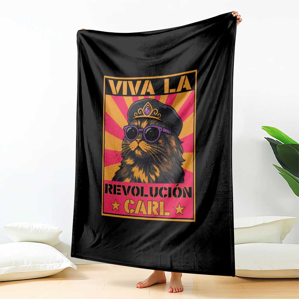 Viva La Revolucion Carl Throw Blanket Funny Cat Princess Meme TS11 Print Your Wear