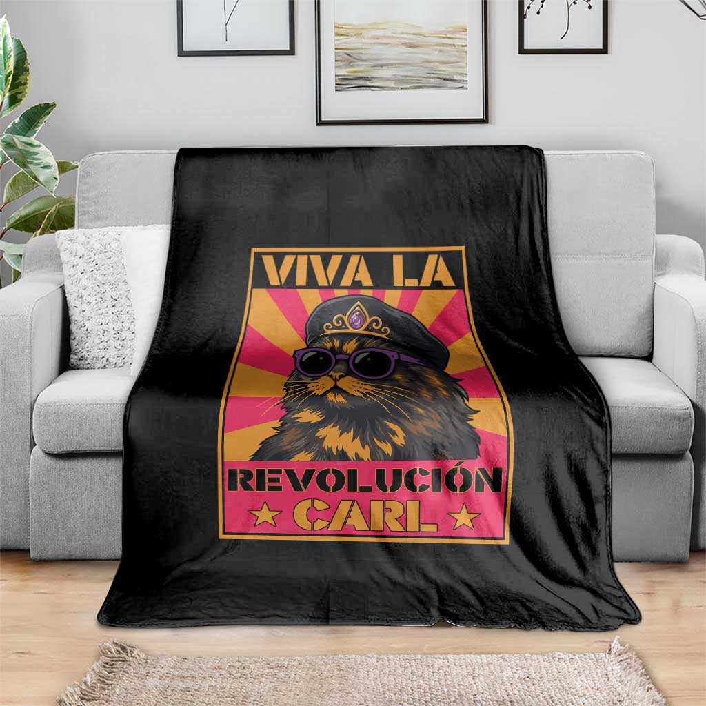 Viva La Revolucion Carl Throw Blanket Funny Cat Princess Meme TS11 Print Your Wear