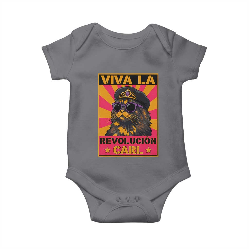 Viva La Revolucion Carl Baby Onesie - Funny Cat Princess Meme TS11 Charcoal Print Your Wear