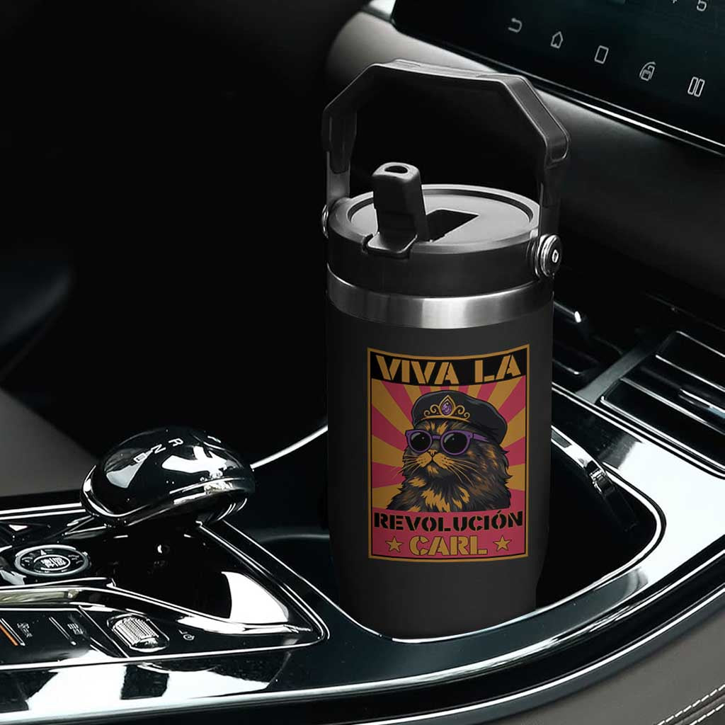 Viva La Revolucion Carl Flip Straw Tumbler Funny Cat Princess Meme TS11 Print Your Wear