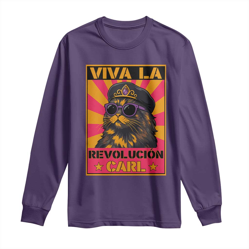Viva La Revolucion Carl Long Sleeve Shirt Funny Cat Princess Meme TS11 Purple Print Your Wear
