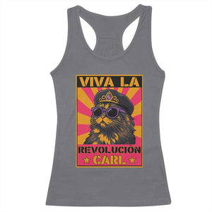 Viva La Revolucion Carl Racerback Tank Top Funny Cat Princess Meme TS11 Charcoal Print Your Wear