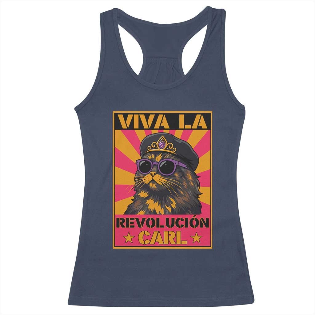 Viva La Revolucion Carl Racerback Tank Top Funny Cat Princess Meme TS11 Navy Print Your Wear