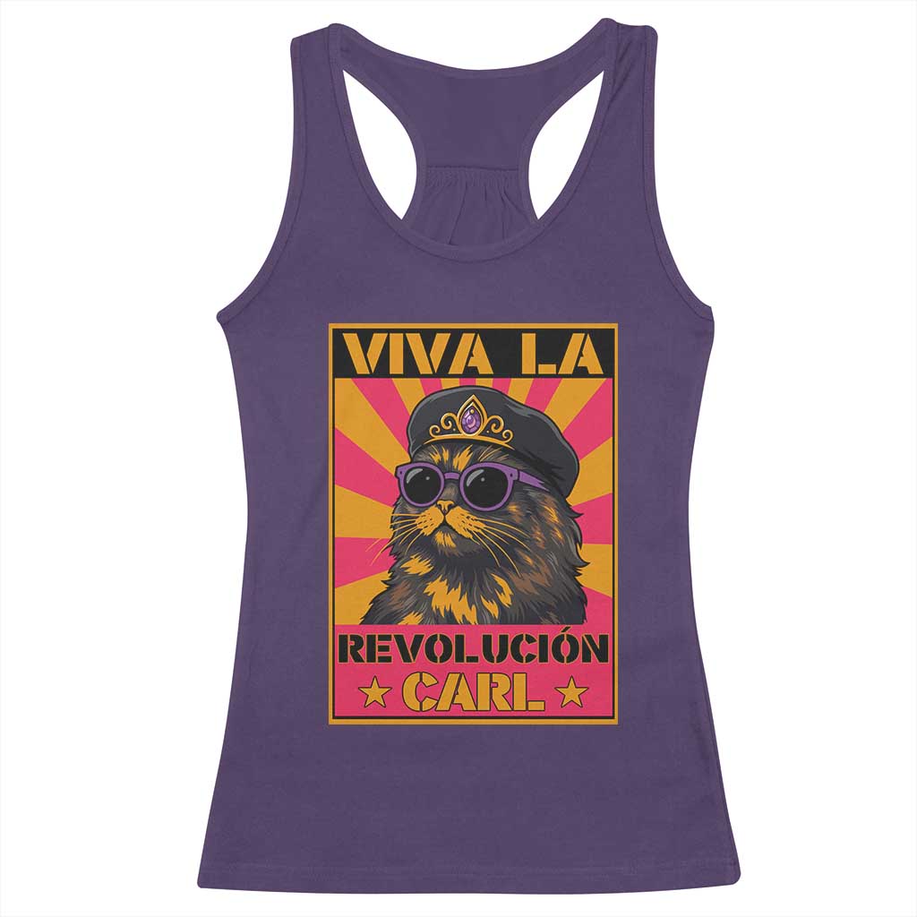 Viva La Revolucion Carl Racerback Tank Top Funny Cat Princess Meme TS11 Purple Print Your Wear
