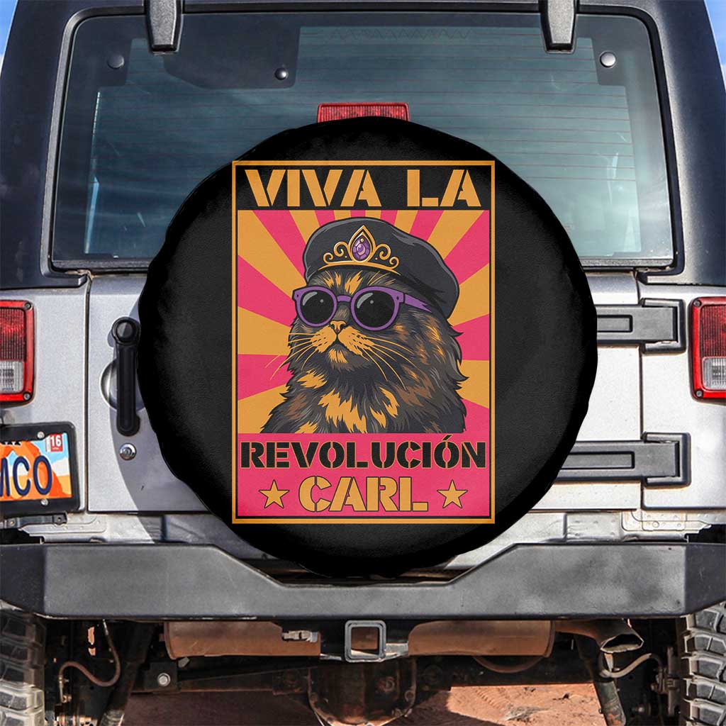 Viva La Revolucion Carl Spare Tire Cover Funny Cat Princess Meme TS11 No hole Black Print Your Wear