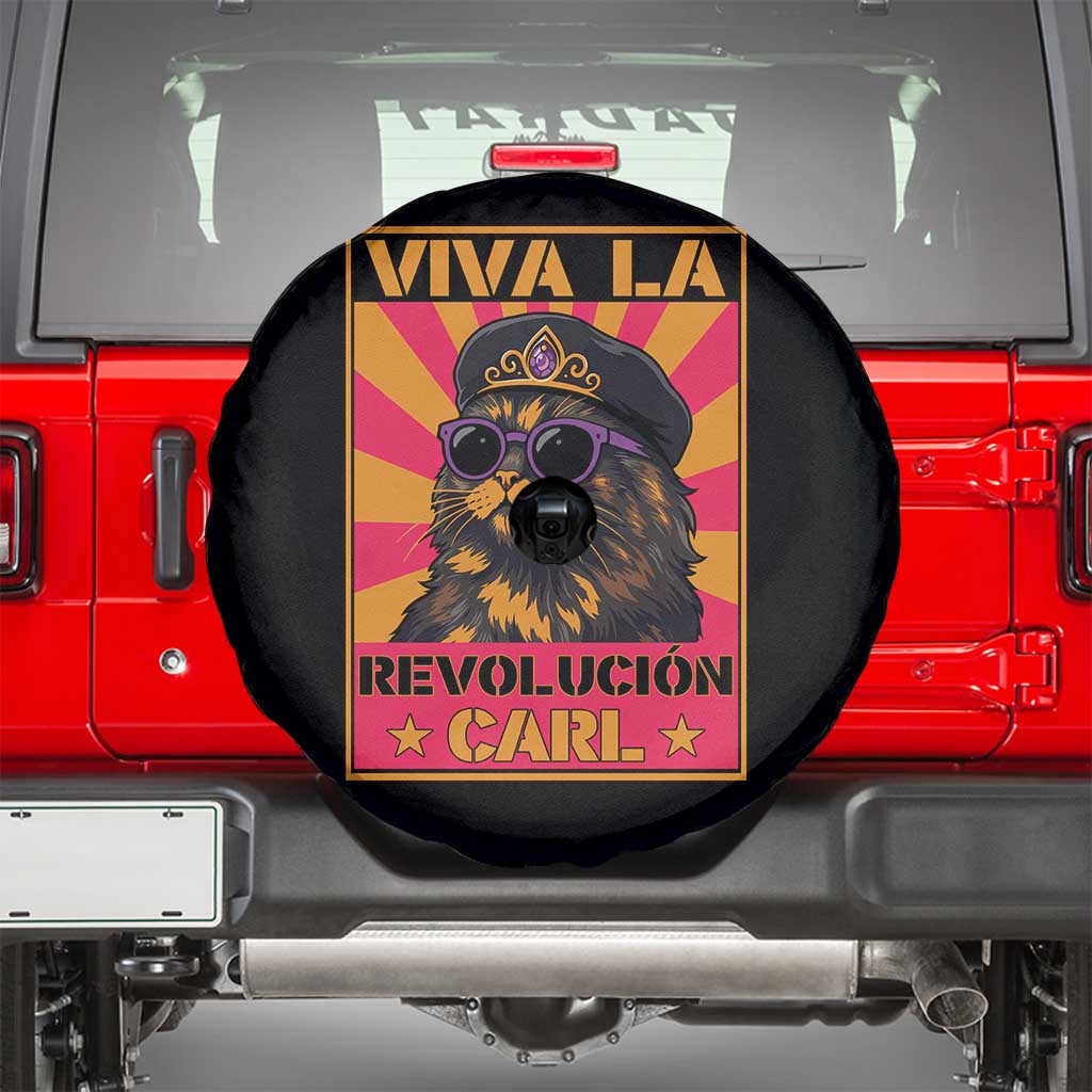 Viva La Revolucion Carl Spare Tire Cover Funny Cat Princess Meme TS11 Black Print Your Wear