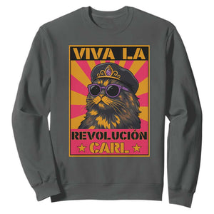 Viva La Revolucion Carl Sweatshirt Funny Cat Princess Meme TS11 Dark Heather Print Your Wear