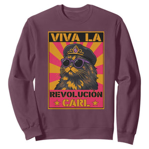 Viva La Revolucion Carl Sweatshirt Funny Cat Princess Meme TS11 Maroon Print Your Wear