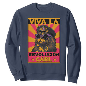 Viva La Revolucion Carl Sweatshirt Funny Cat Princess Meme TS11 Navy Print Your Wear