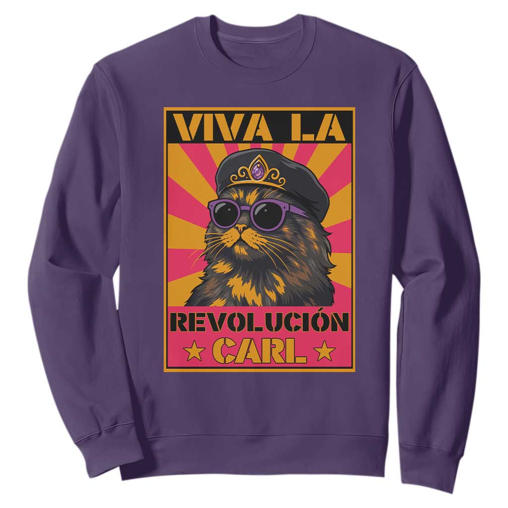 Viva La Revolucion Carl Sweatshirt Funny Cat Princess Meme TS11 Purple Print Your Wear