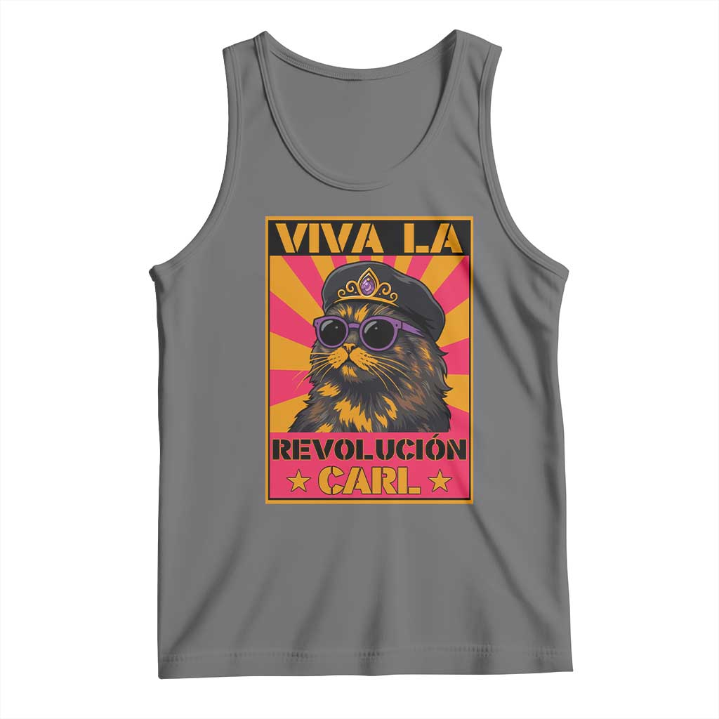 Viva La Revolucion Carl Tank Top Funny Cat Princess Meme TS11 Black Heather Print Your Wear