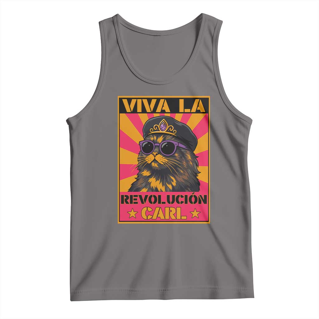 Viva La Revolucion Carl Tank Top Funny Cat Princess Meme TS11 Deep Heather Print Your Wear