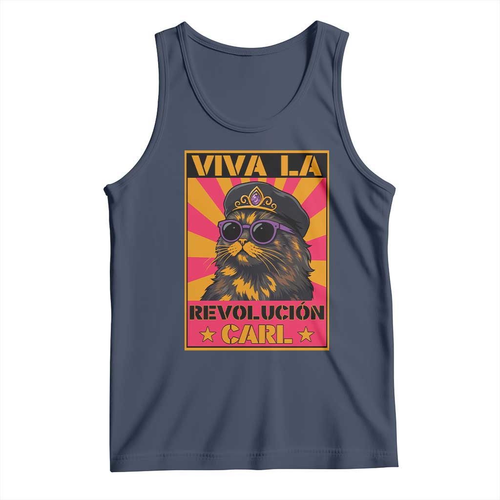Viva La Revolucion Carl Tank Top Funny Cat Princess Meme TS11 Navy Print Your Wear
