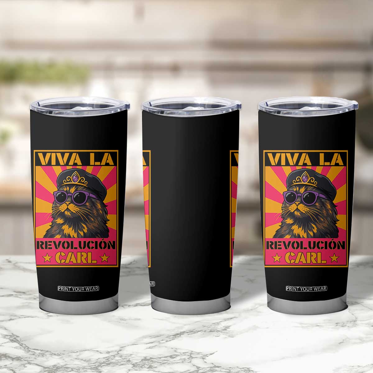 Viva La Revolucion Carl Tumbler Cup Funny Cat Princess Meme TS11 Print Your Wear