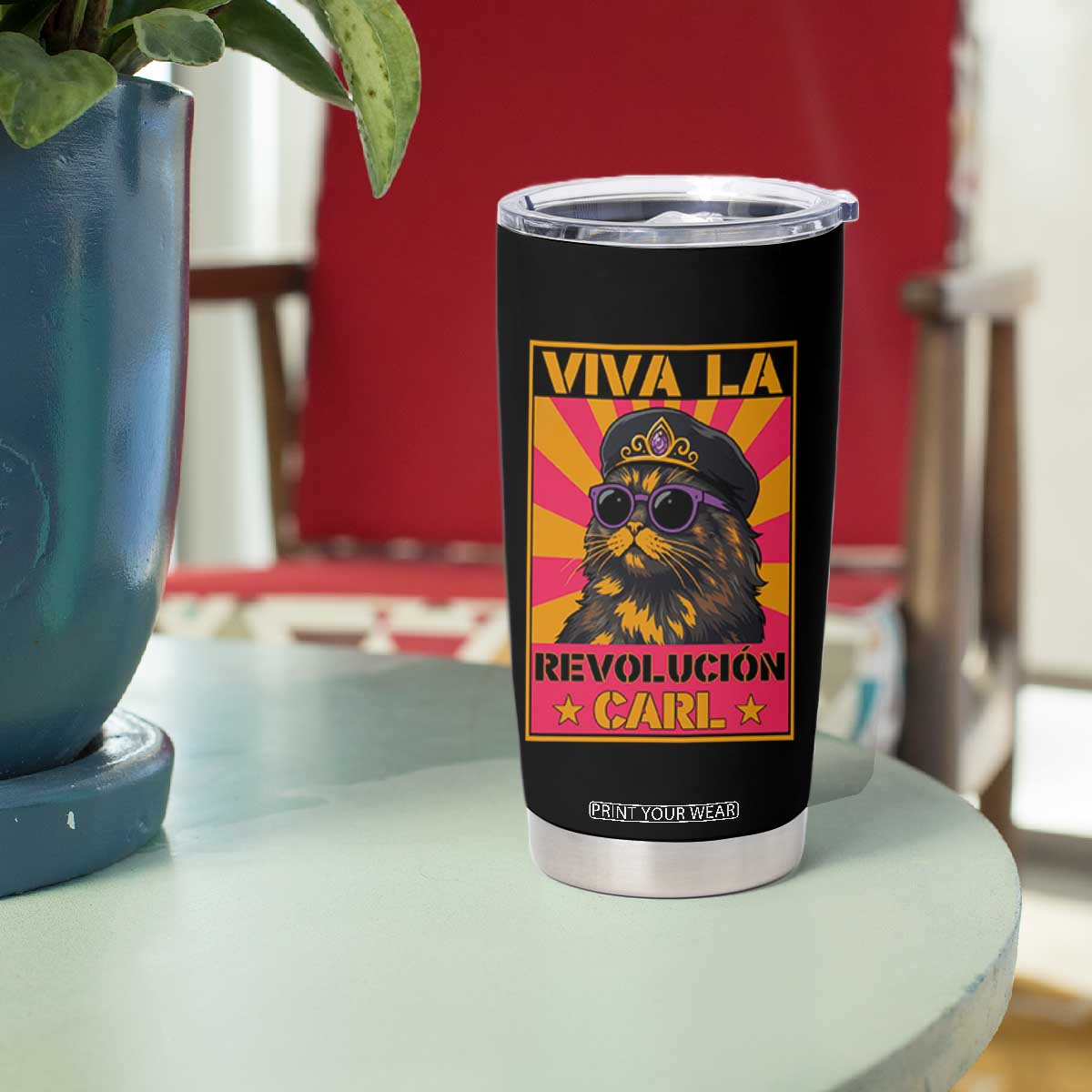 Viva La Revolucion Carl Tumbler Cup Funny Cat Princess Meme TS11 Print Your Wear