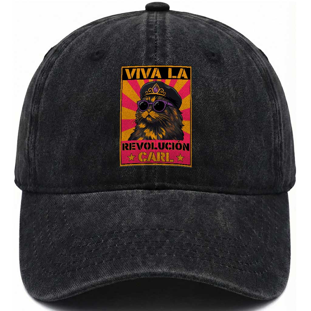 Viva La Revolucion Carl Washed Cotton Baseball Cap Funny Cat Princess Meme TS11 Print Your Wear