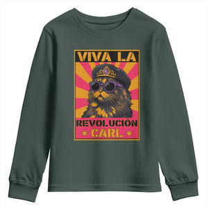 Viva La Revolucion Carl Youth Sweatshirt Funny Cat Princess Meme TS11 Dark Forest Green Print Your Wear