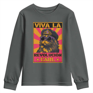Viva La Revolucion Carl Youth Sweatshirt Funny Cat Princess Meme TS11 Dark Heather Print Your Wear