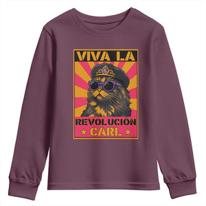 Viva La Revolucion Carl Youth Sweatshirt Funny Cat Princess Meme TS11 Maroon Print Your Wear