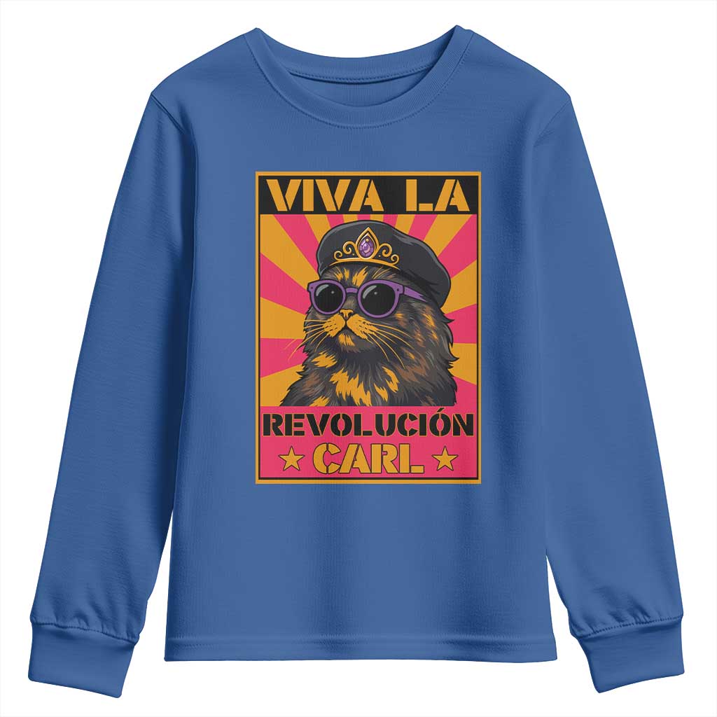 Viva La Revolucion Carl Youth Sweatshirt Funny Cat Princess Meme TS11 Royal Blue Print Your Wear