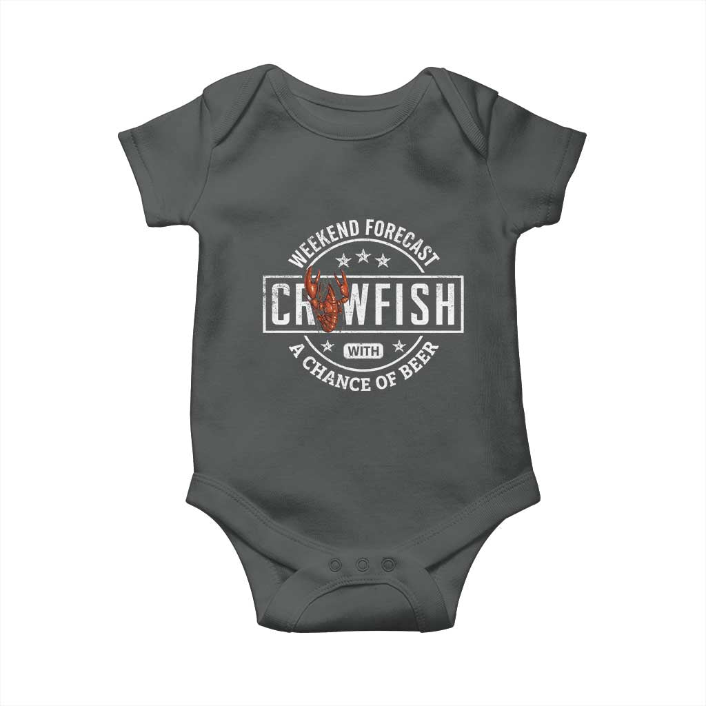 Weekend Forecast Crawfish With A Chance Of Beer Baby Onesie TS11 Dark Heather Print Your Wear