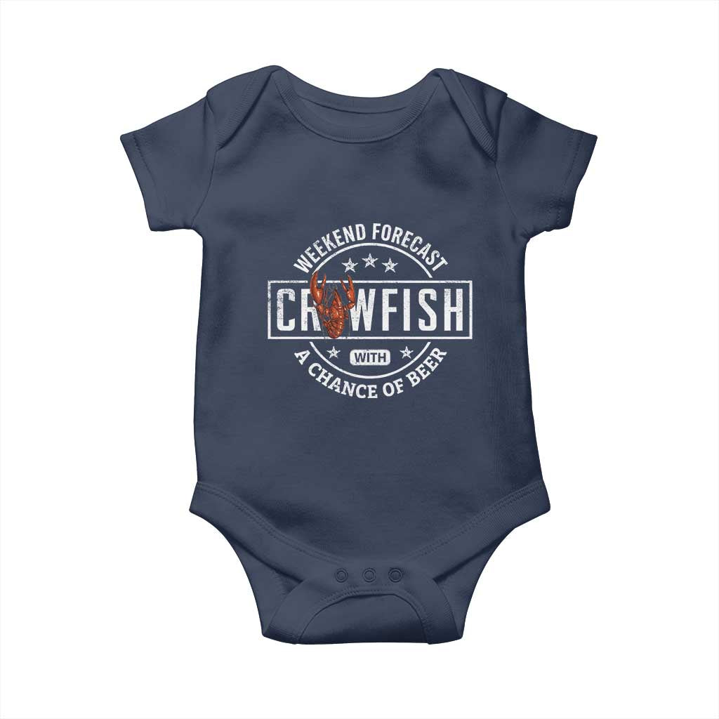 Weekend Forecast Crawfish With A Chance Of Beer Baby Onesie TS11 Navy Print Your Wear