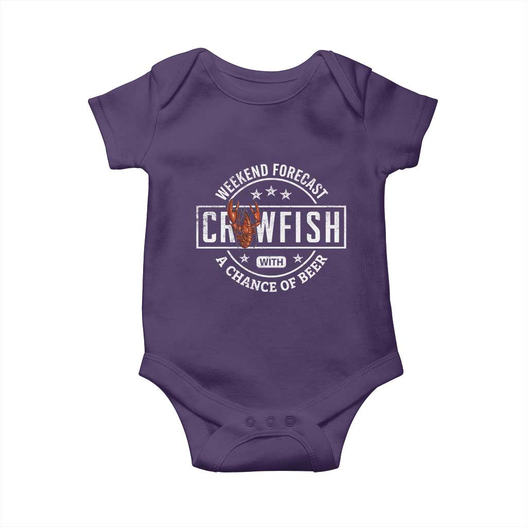 Weekend Forecast Crawfish With A Chance Of Beer Baby Onesie TS11 Purple Print Your Wear