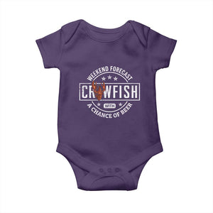 Weekend Forecast Crawfish With A Chance Of Beer Baby Onesie TS11 Purple Print Your Wear