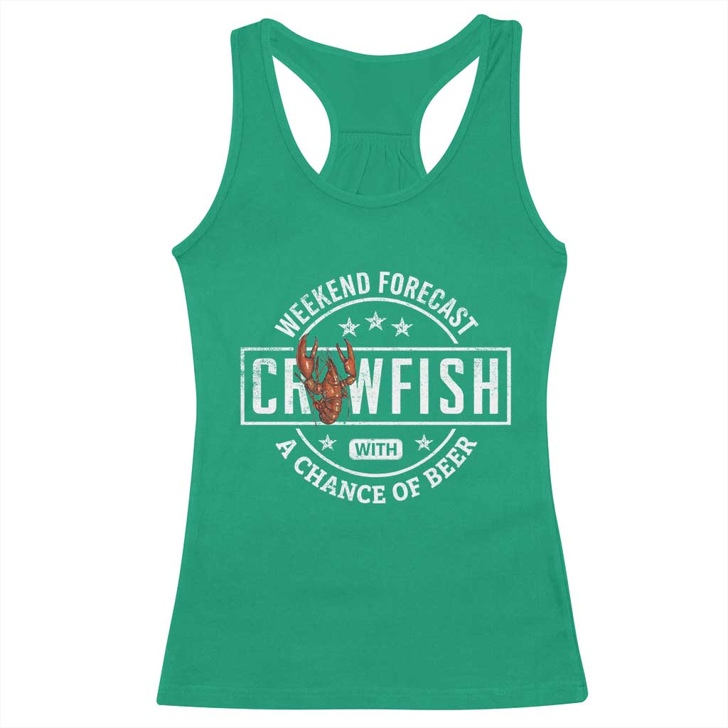 Weekend Forecast Crawfish With A Chance Of Beer Racerback Tank Top TS11 Irish Green Print Your Wear