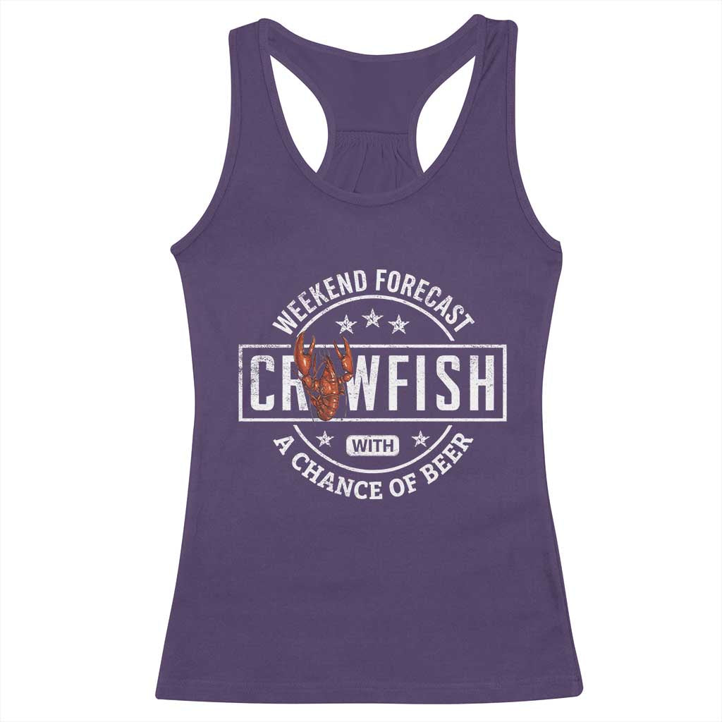 Weekend Forecast Crawfish With A Chance Of Beer Racerback Tank Top TS11 Purple Print Your Wear