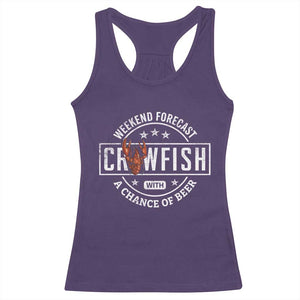 Weekend Forecast Crawfish With A Chance Of Beer Racerback Tank Top TS11 Purple Print Your Wear