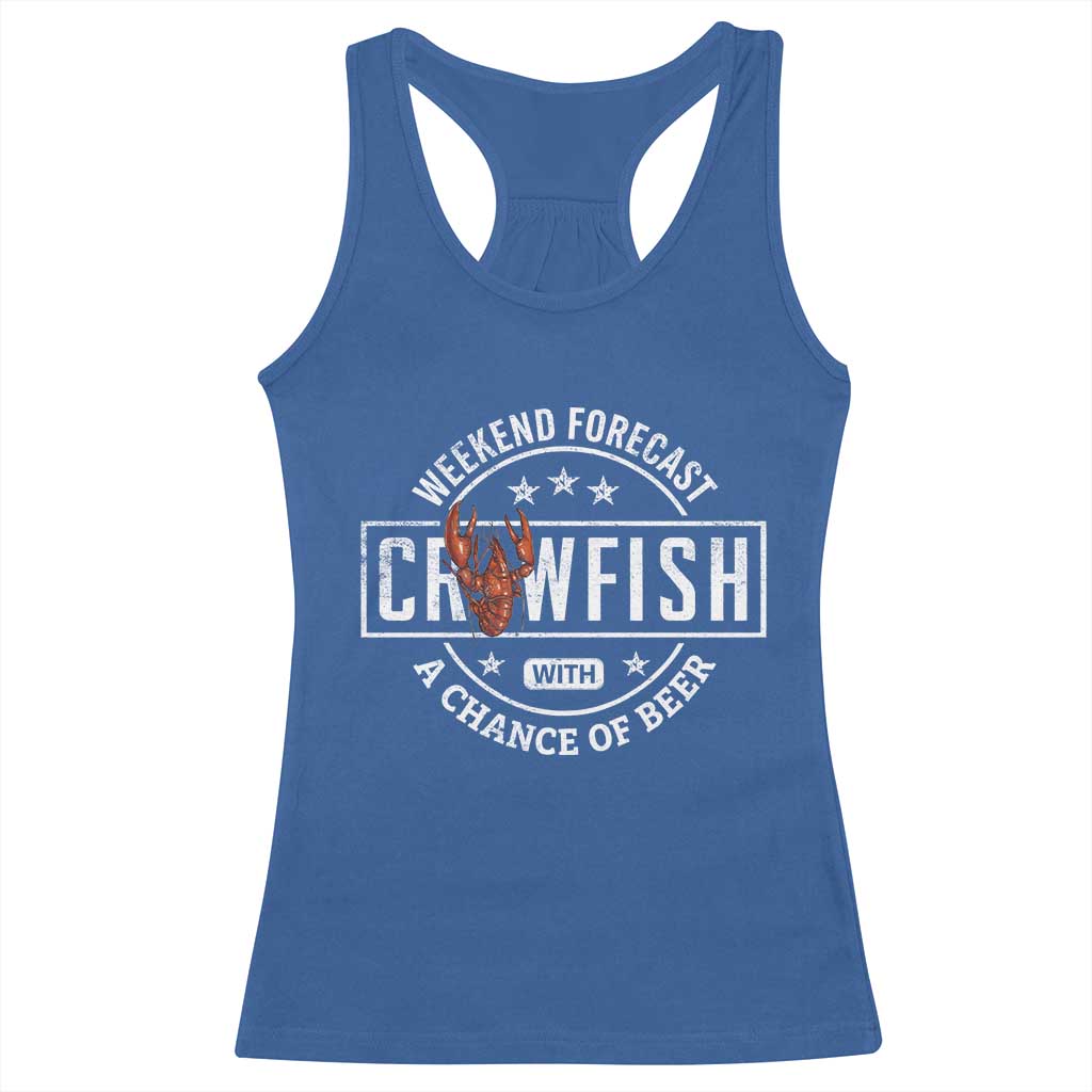 Weekend Forecast Crawfish With A Chance Of Beer Racerback Tank Top TS11 Royal Blue Print Your Wear
