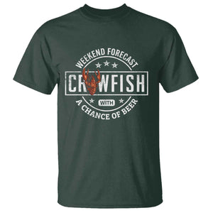 Weekend Forecast Crawfish With A Chance Of Beer T Shirt TS11 Dark Forest Green Print Your Wear