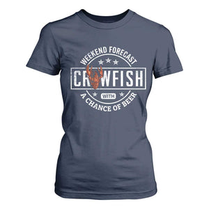 Weekend Forecast Crawfish With A Chance Of Beer T Shirt For Women TS11 Navy Print Your Wear