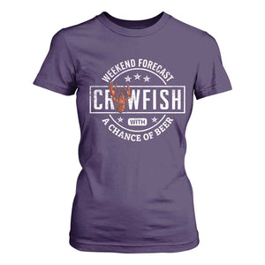 Weekend Forecast Crawfish With A Chance Of Beer T Shirt For Women TS11 Purple Print Your Wear