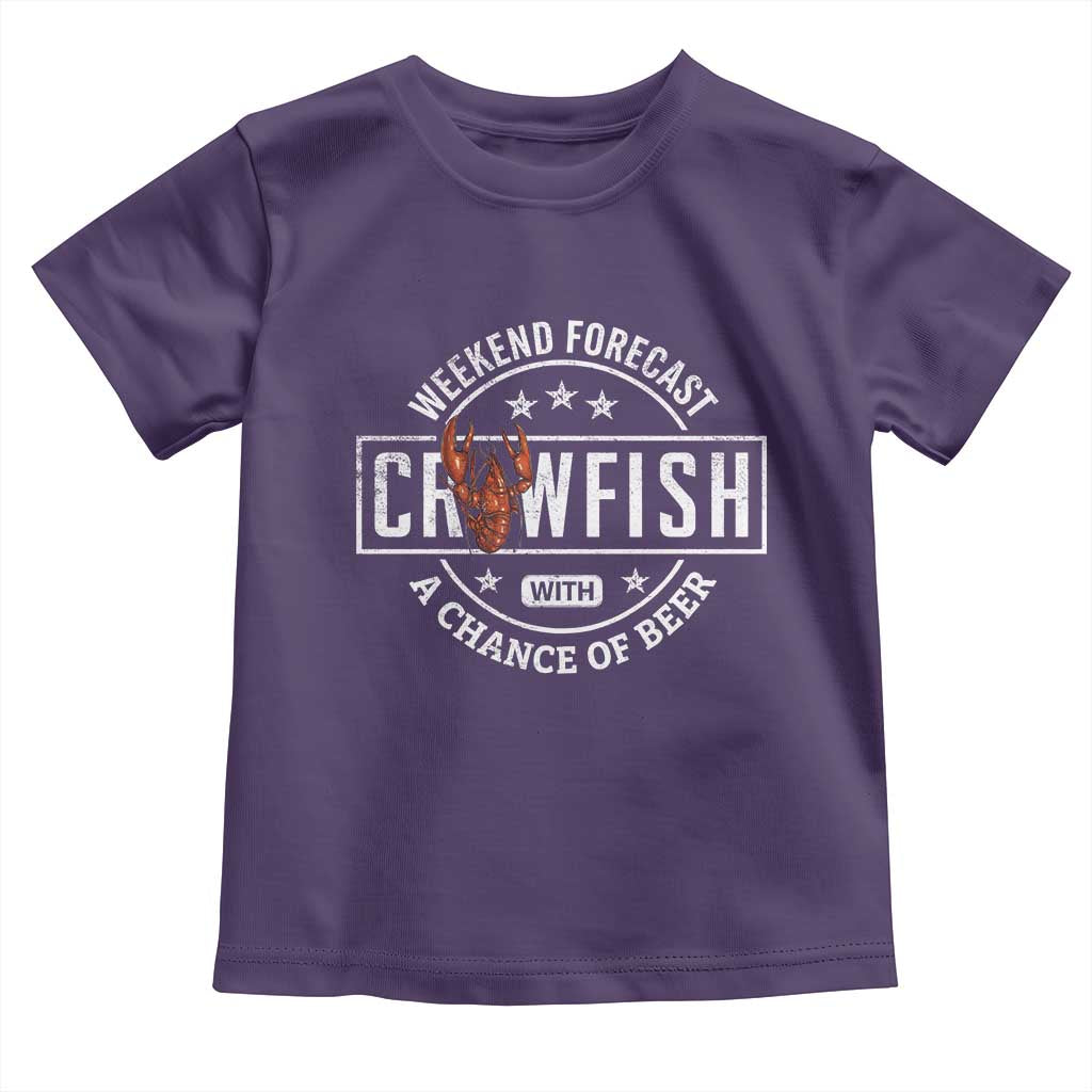 Weekend Forecast Crawfish With A Chance Of Beer Toddler T Shirt TS11 Purple Print Your Wear
