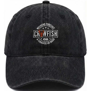 Weekend Forecast Crawfish With A Chance Of Beer Washed Cotton Baseball Cap TS11 Print Your Wear