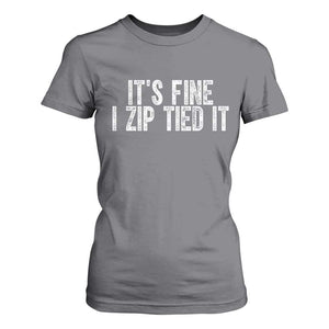 Mechanics Car Guy T Shirt For Women Funny It Is Fine I Zip Tied It TS11 Charcoal Print Your Wear