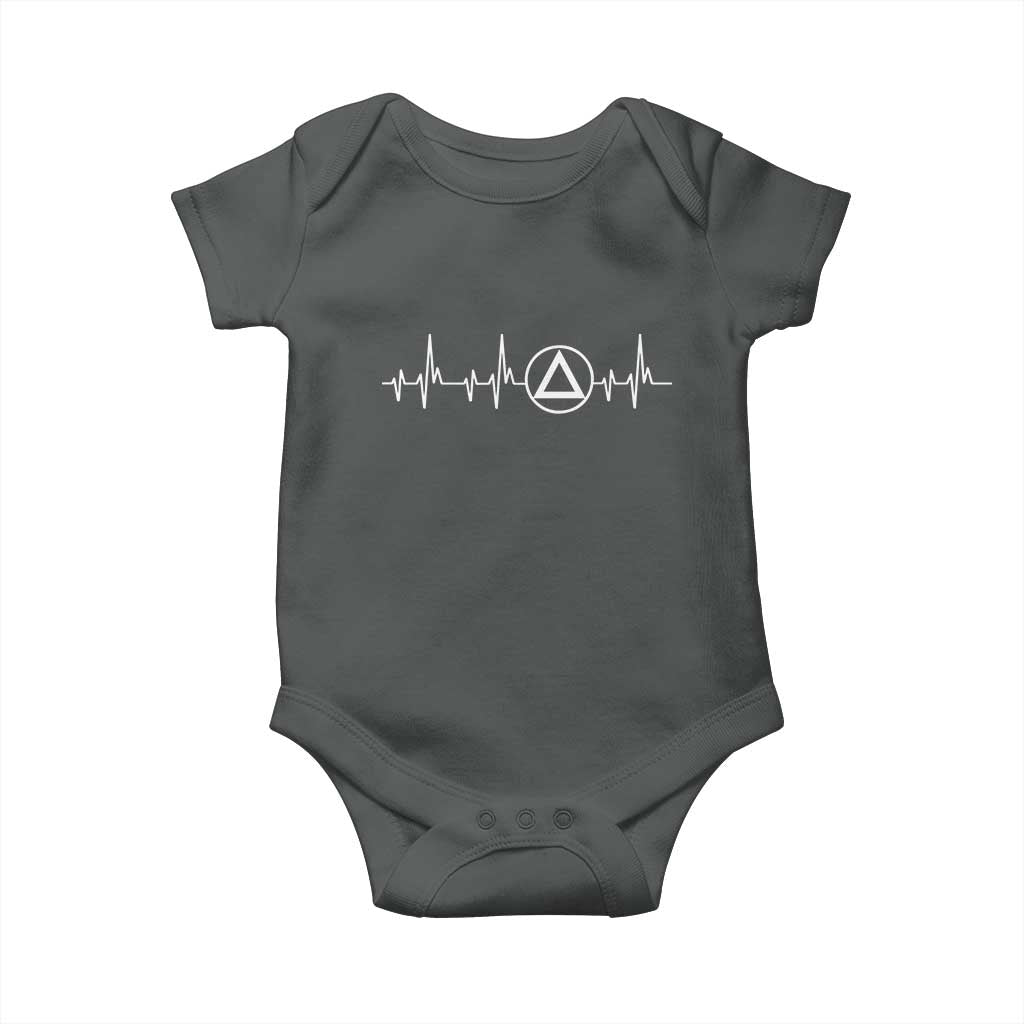 Sober Recover Sobriety Heartbeat EKG Pulse Recovery Baby Onesie TS11 Dark Heather Print Your Wear