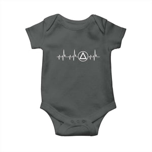 Sober Recover Sobriety Heartbeat EKG Pulse Recovery Baby Onesie TS11 Dark Heather Print Your Wear