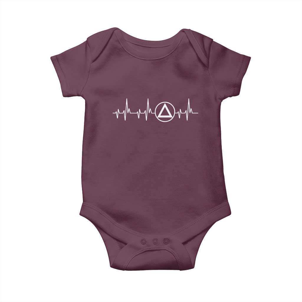 Sober Recover Sobriety Heartbeat EKG Pulse Recovery Baby Onesie TS11 Maroon Print Your Wear