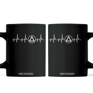 Sober Recover Sobriety Heartbeat EKG Pulse Recovery Coffee Mug TS11 Black Print Your Wear