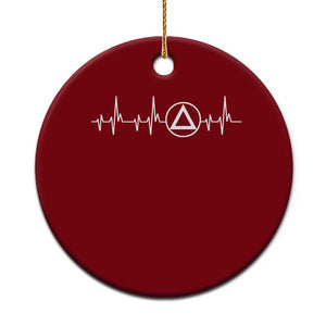 Sober Recover Sobriety Heartbeat EKG Pulse Recovery Ceramic Ornament TS11 1pc Red Print Your Wear
