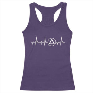 Sober Recover Sobriety Heartbeat EKG Pulse Recovery Racerback Tank Top TS11 Purple Print Your Wear