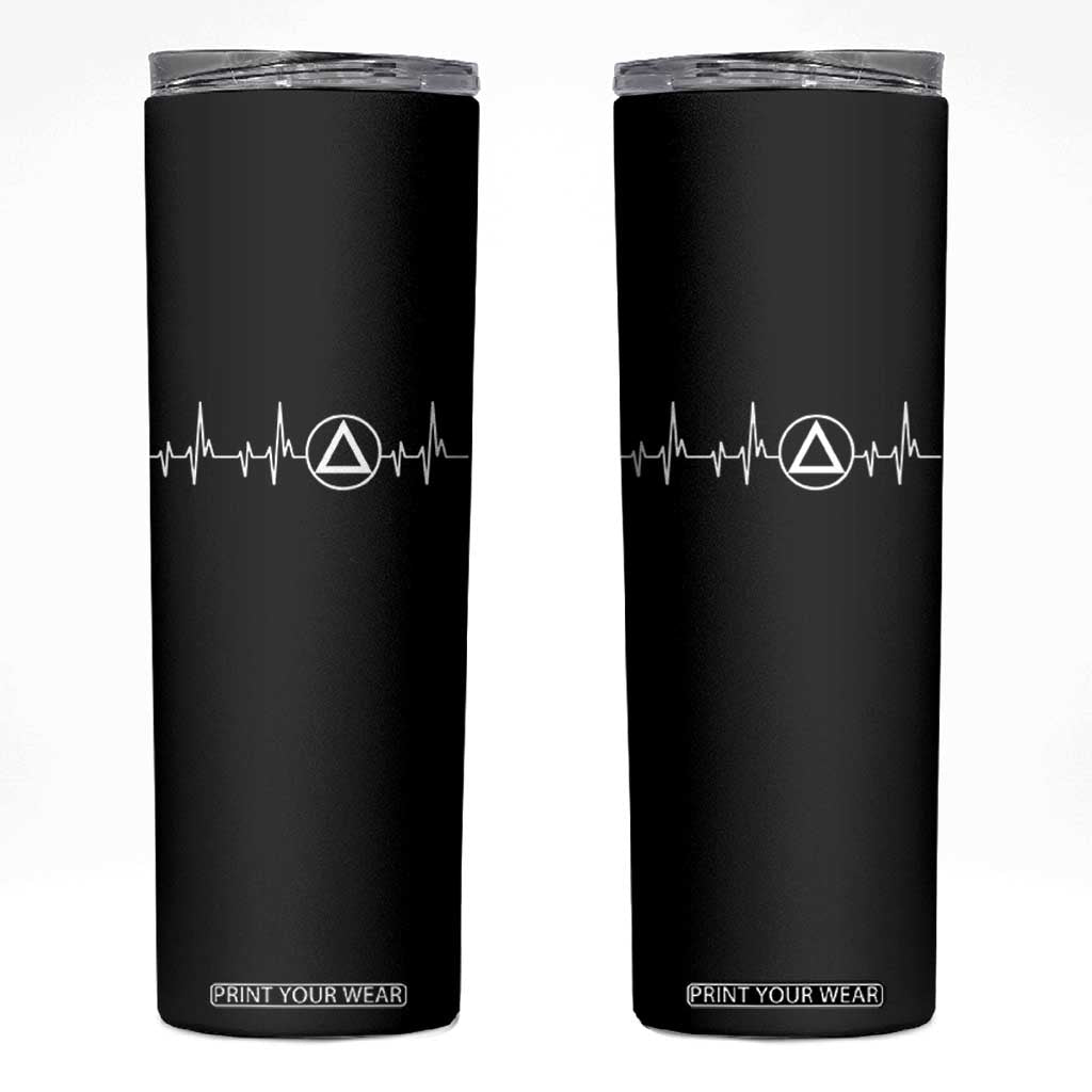 Sober Recover Sobriety Heartbeat EKG Pulse Recovery Skinny Tumbler TS11 Black Print Your Wear