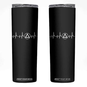 Sober Recover Sobriety Heartbeat EKG Pulse Recovery Skinny Tumbler TS11 Black Print Your Wear